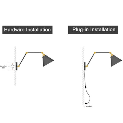 Malryn Lot de 2 appliques murales modernes à bras oscillant réglables, à brancher ou à câbler
