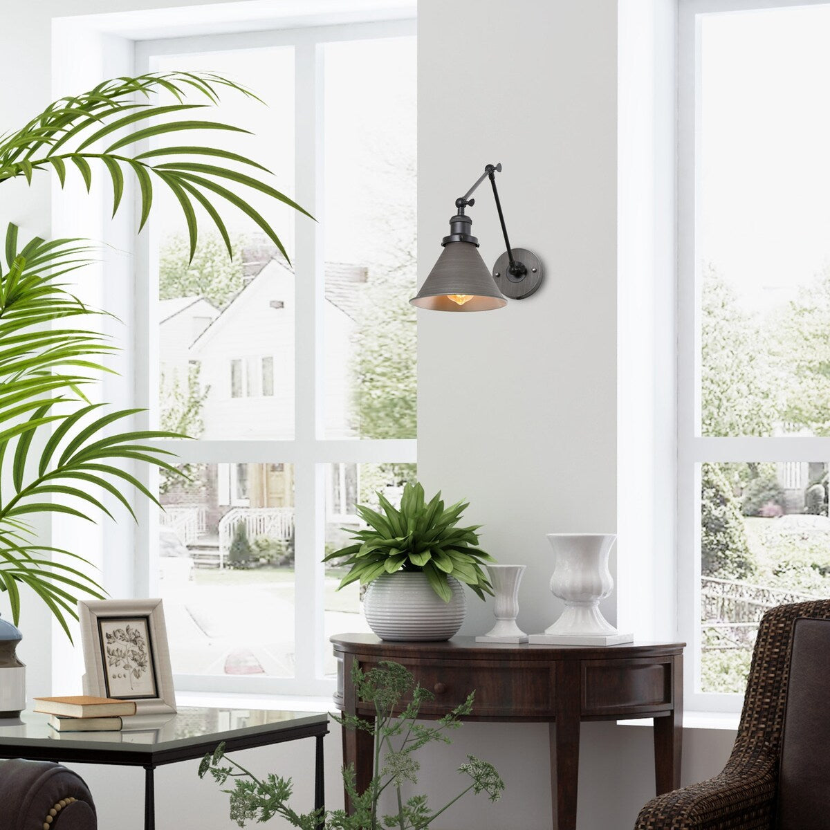 Malryn Lot de 2 appliques murales modernes à bras oscillant réglables, à brancher ou à câbler