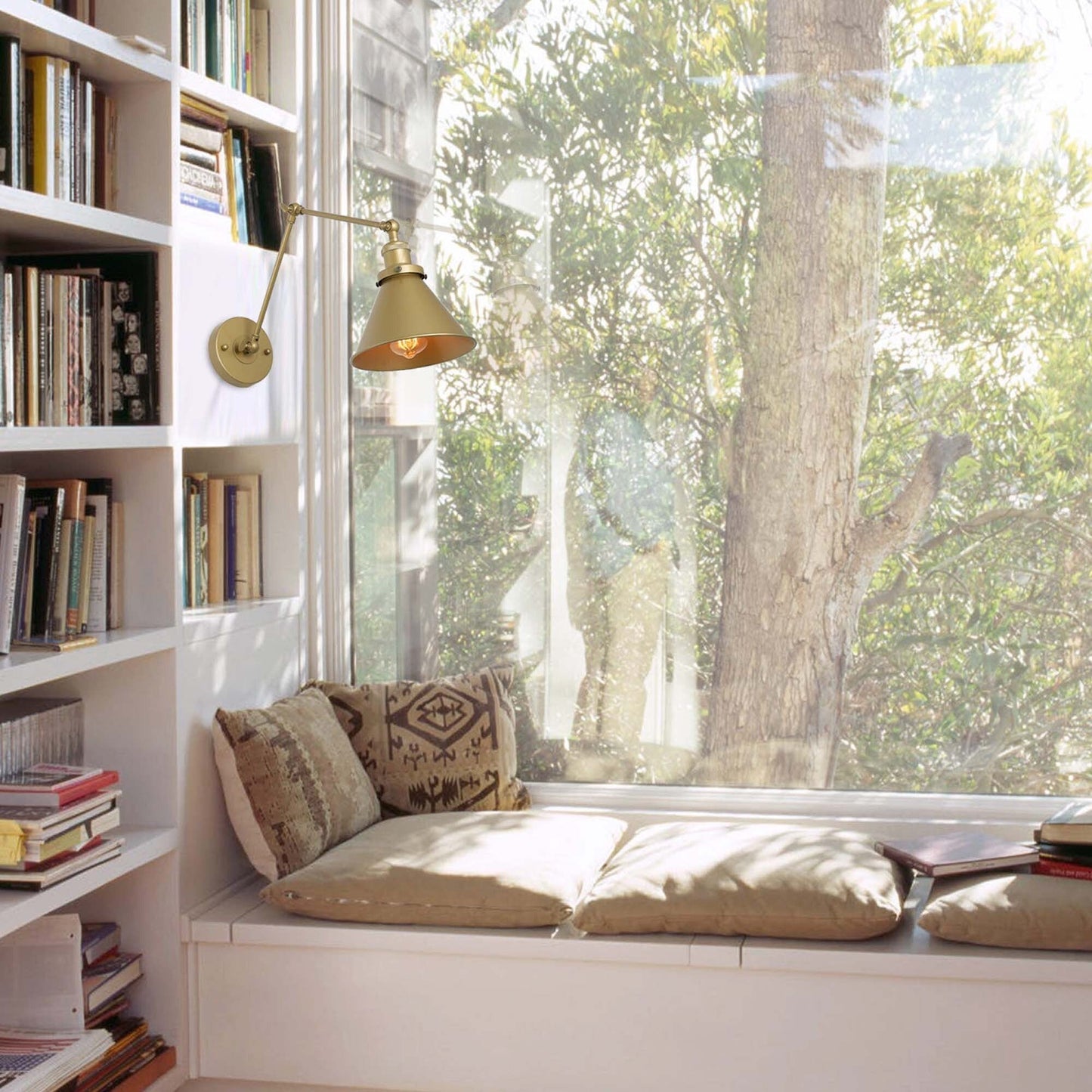 Lot de 2 appliques murales modernes à bras oscillant, réglables, à brancher ou à câbler.