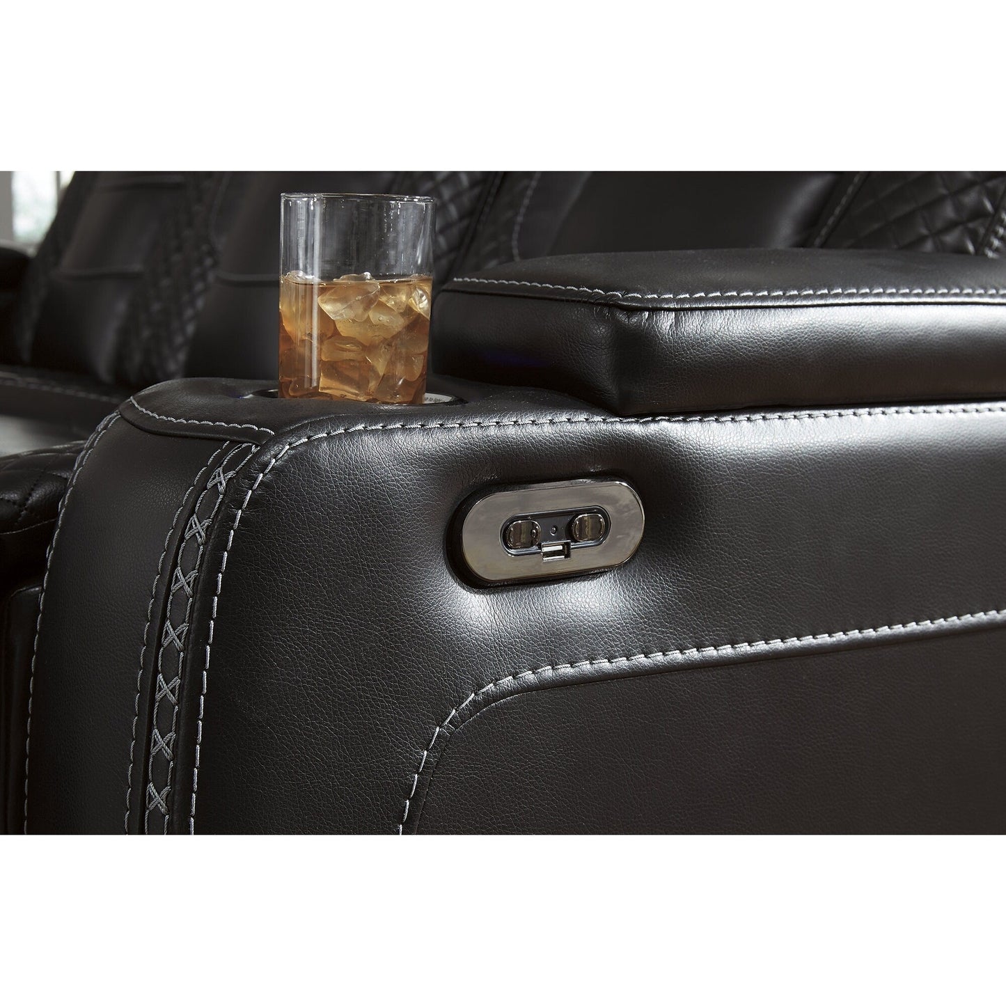 Fauteuil inclinable noir à commande électrique Party Time de Signature Design by Ashley