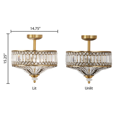 Silver Orchid Furey Bronze/Gold Tiered Glass Semi-flush Lighting Fixture - 14.75L x 14.75W x 15.25H