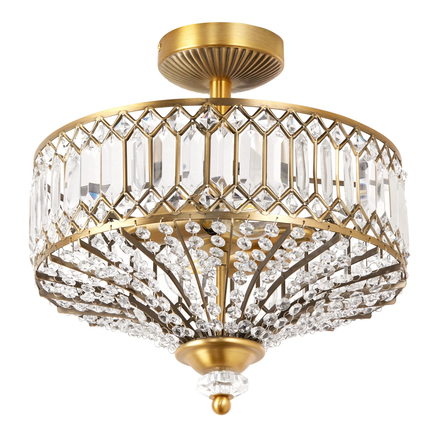 Silver Orchid Furey Bronze/Gold Tiered Glass Semi-flush Lighting Fixture - 14.75L x 14.75W x 15.25H