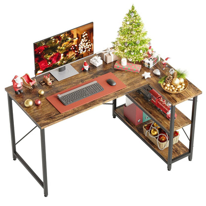 Small L Shaped Desk with Storage Shelves Corner Computer Desk