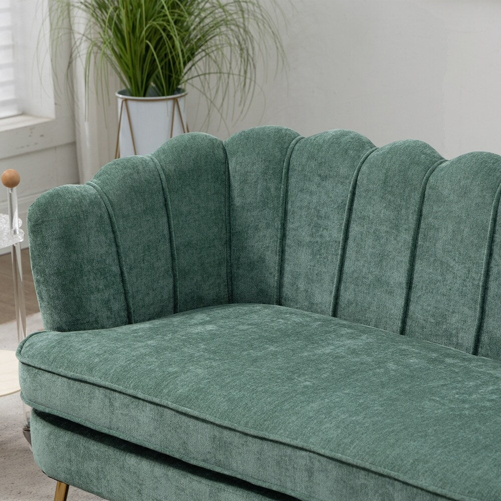 Petit canapé de salon, canapé deux places avec pieds en métal doré - 2 places