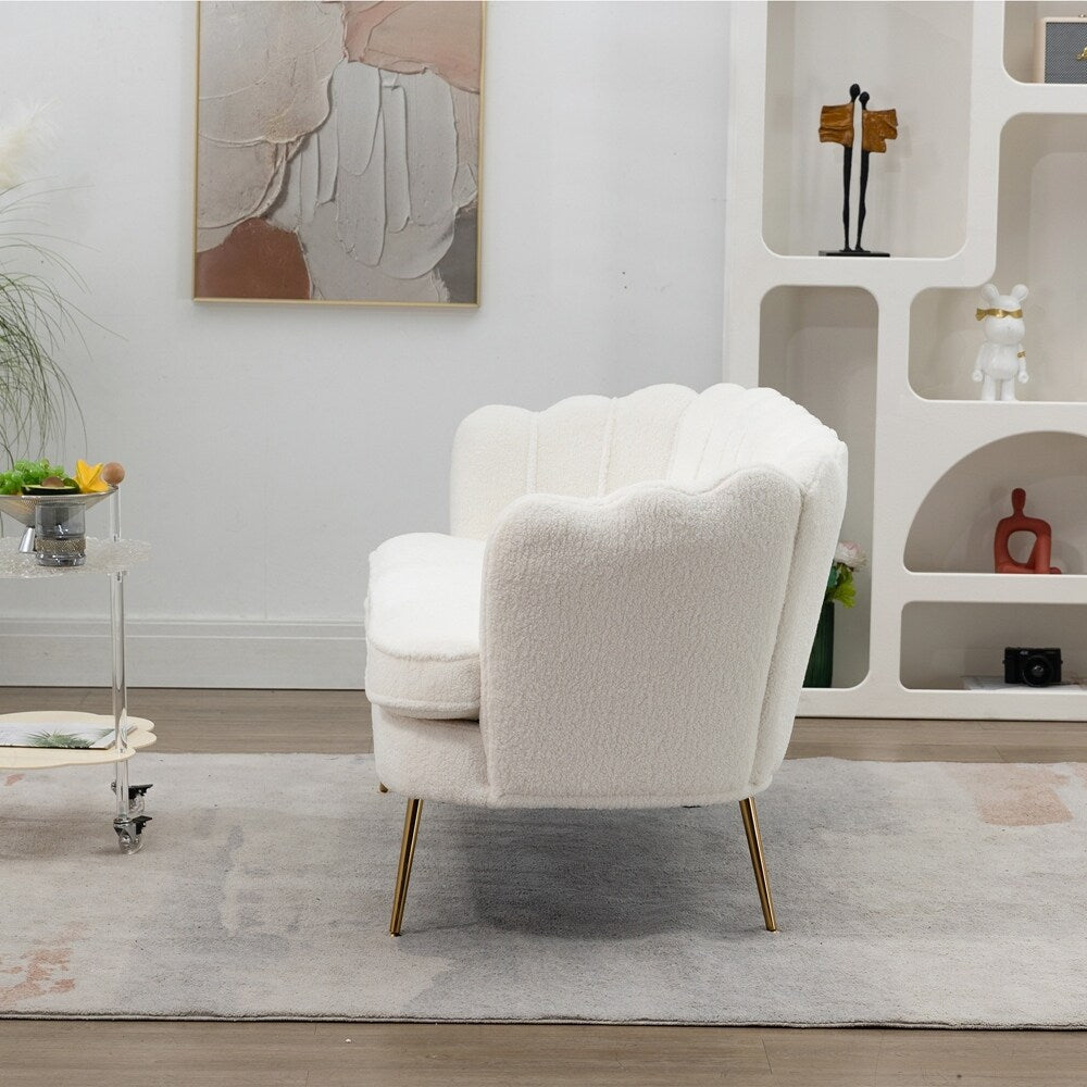 Petit canapé de salon, canapé deux places avec pieds en métal doré - 2 places