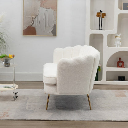 Petit canapé de salon, canapé deux places avec pieds en métal doré - 2 places