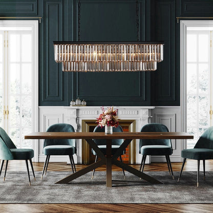 Luminaire suspendu à 2 niveaux pour îlot de cuisine, salle à manger, style moderne et contemporain, en cristal gris fumé et noir, 47 po.