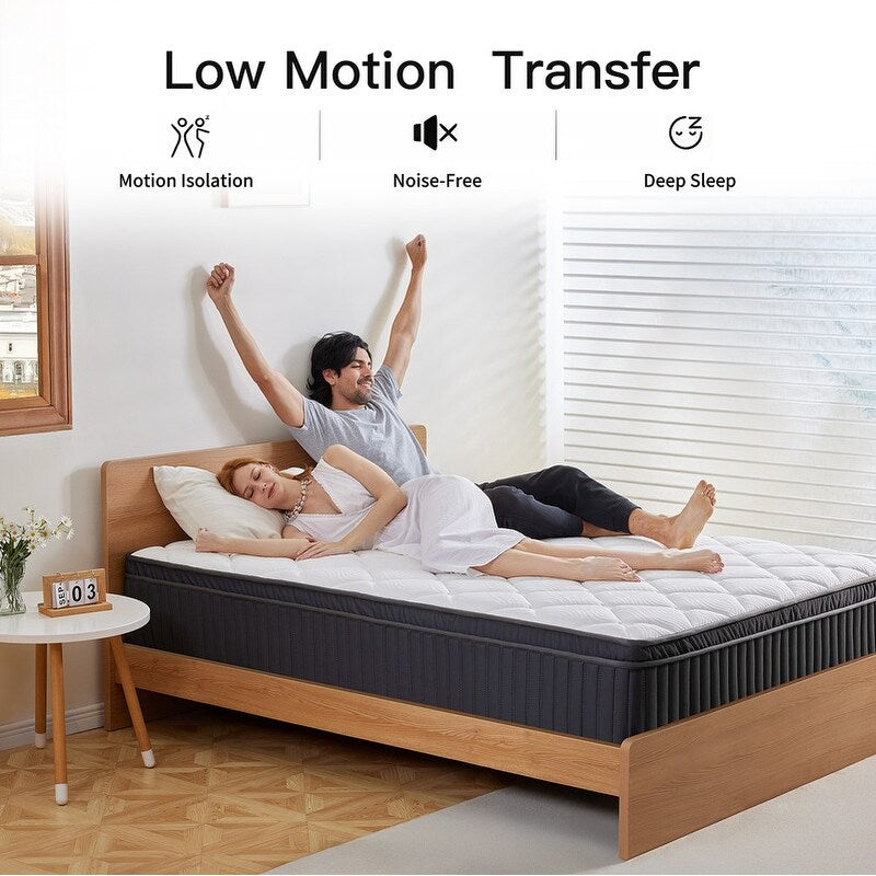 Matelas hybride en mousse à mémoire de forme avec gel, moelleux, de 30 cm (12 po) d'épaisseur, rafraîchissant et respirant, certifié CertiPUR-US, SGS et OEKO-TEX.