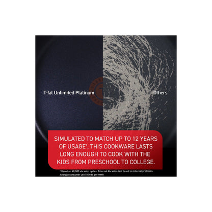 T-fal Platinum Ensemble de casseroles et poêles antiadhésives avec base à induction, collection Unlimited Cookware, 12 pièces