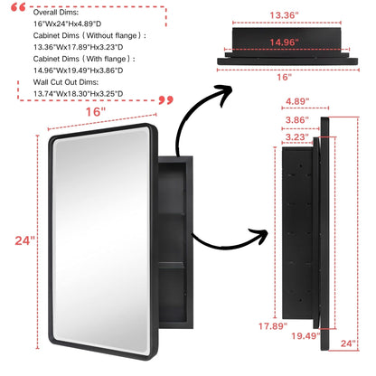 TEHOME Armoires à pharmacie de salle de bain encastrées en métal style farmhouse avec miroir