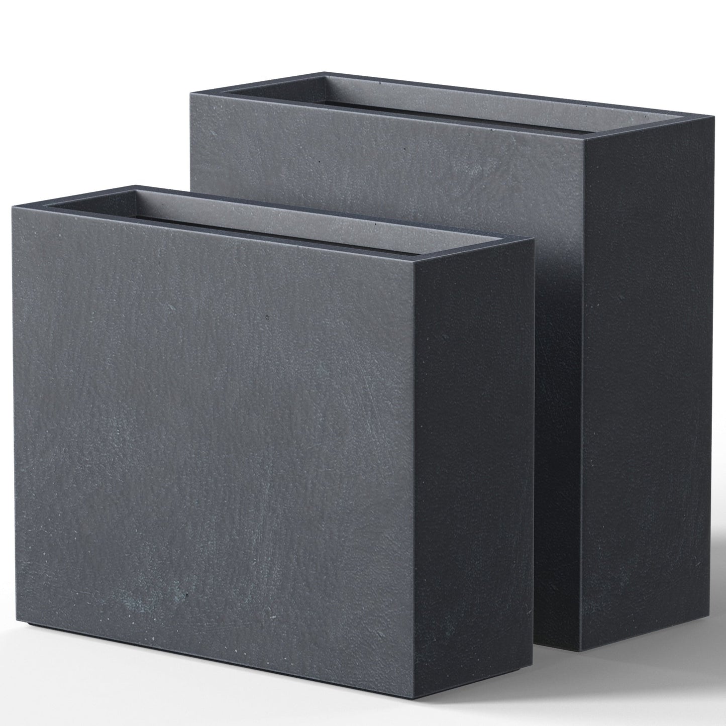 Grandes jardinières rectangulaires en béton / Grandes jardinières pour fleurs, pour intérieur et extérieur