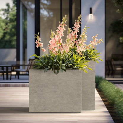 Grandes jardinières rectangulaires en béton / Grandes jardinières pour fleurs, pour intérieur et extérieur