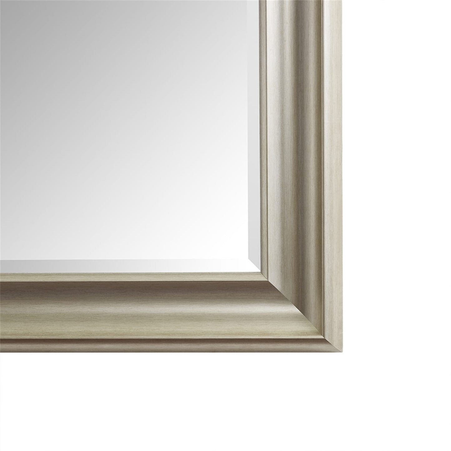 Grand miroir, miroir pleine taille, miroir rectangulaire mural suspendu avec cadre en faux bois lisse.