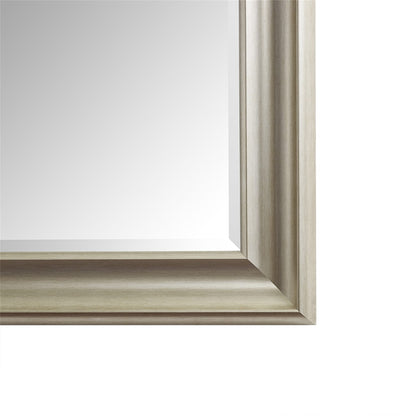 Grand miroir, miroir pleine taille, miroir rectangulaire mural suspendu avec cadre en faux bois lisse.