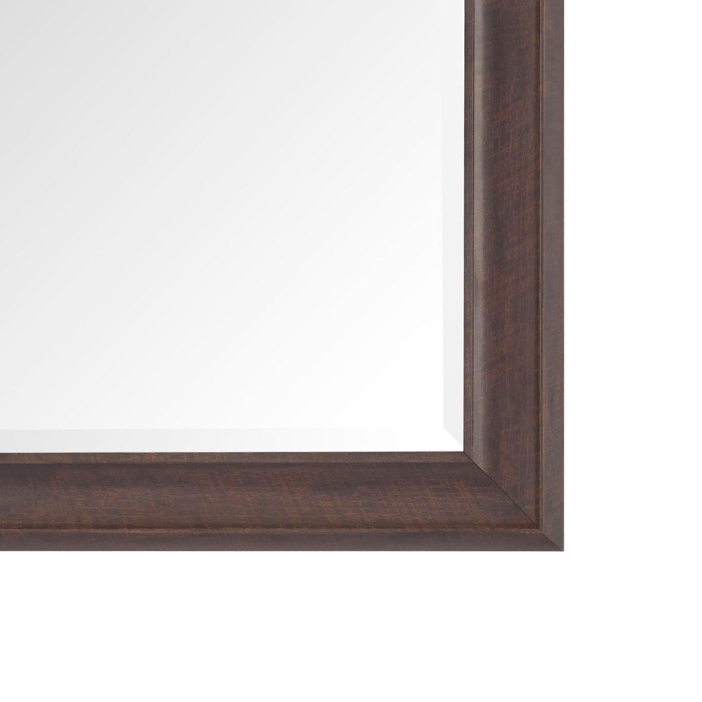 Grand miroir, miroir pleine taille, miroir rectangulaire mural suspendu avec cadre en faux bois lisse.
