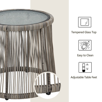 Ensemble de bistro en osier tressé pour extérieur, 3 pièces, ensemble de chaises de patio en rotin résistant aux intempéries avec coussins.