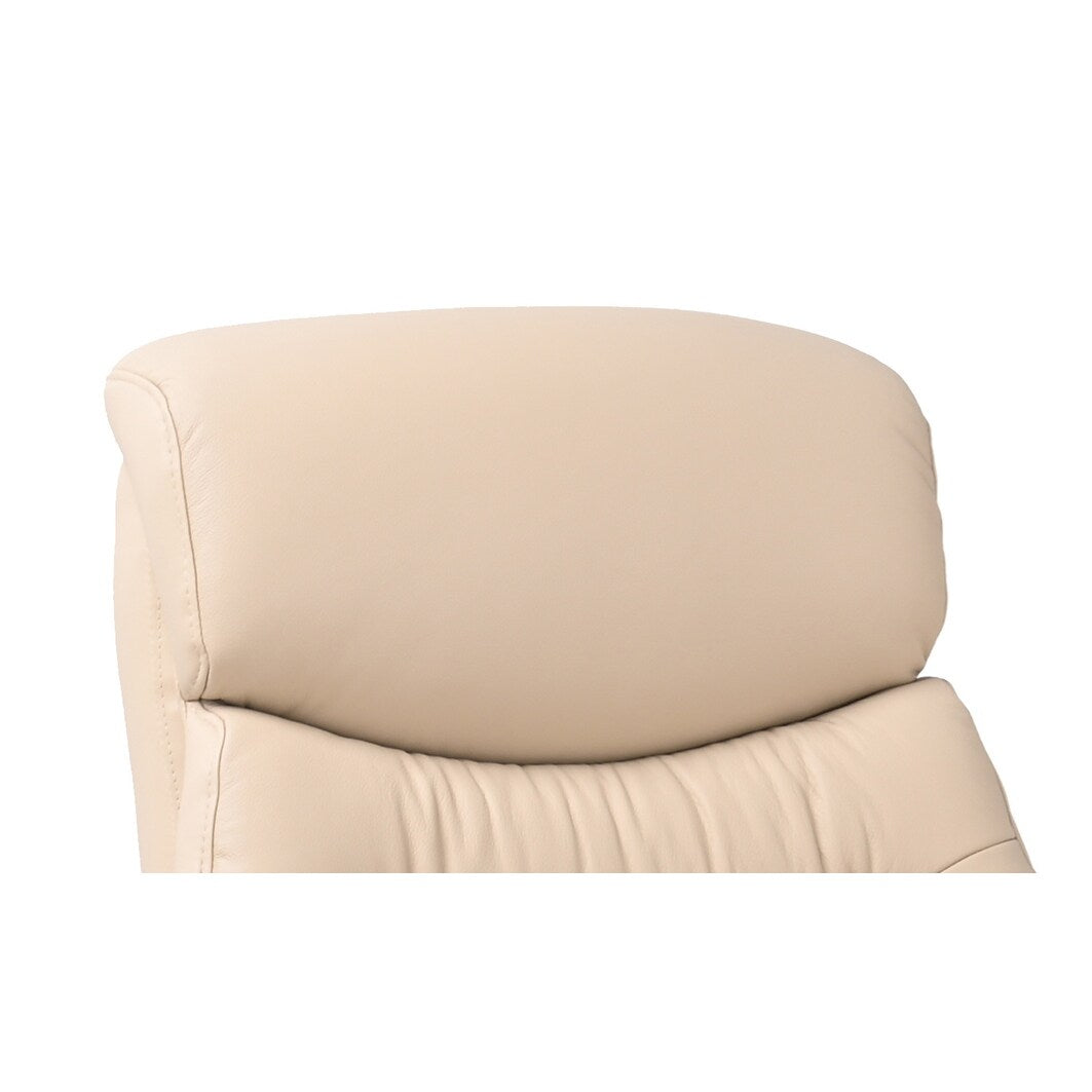 Fauteuil pivotant inclinable en cuir avec pouf de rangement assorti