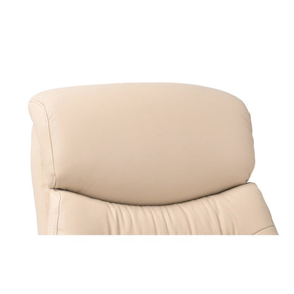 Fauteuil pivotant inclinable en cuir avec pouf de rangement assorti