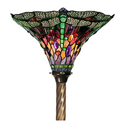 Lampe torchiere en forme de libellule, style Tiffany