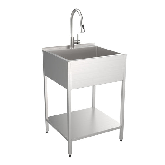 Transolid EWS-2422S 24-in W x 22-in D x 35-in H Stainless Steel Laundry Sink and Wash Stand - 24-in x 22-in