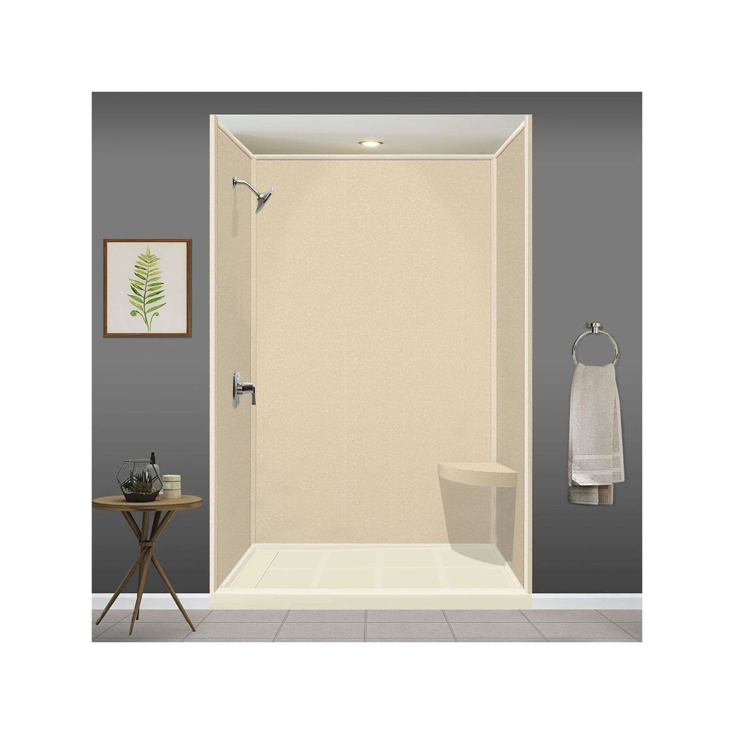 Transolid Studio 14-In X 14-In Solid Surface Wall-Mount Corner Shower Seat - 14.5 x 14.25 x 3