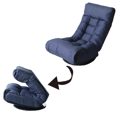 Ensemble de fauteuil inclinable sans accoudoirs, recouvert de tissu, avec repose-pieds et repose-tête réglable.