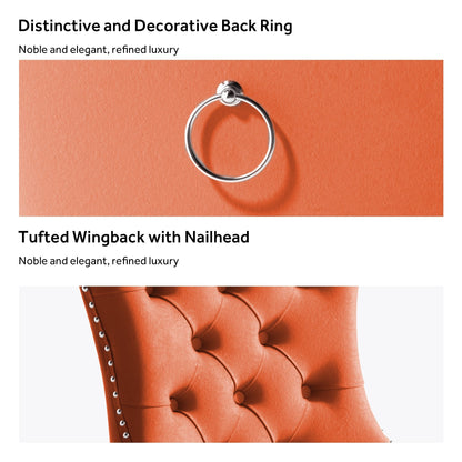 Upholstered Tufted Velvet Dining Chair with Solid Wood Legs Set of 6