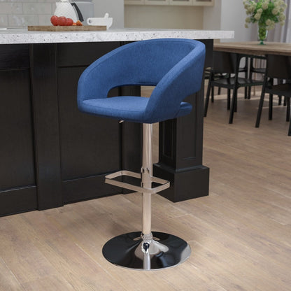 Tabouret de bar moderne rembourré et à hauteur réglable avec dossier arrondi