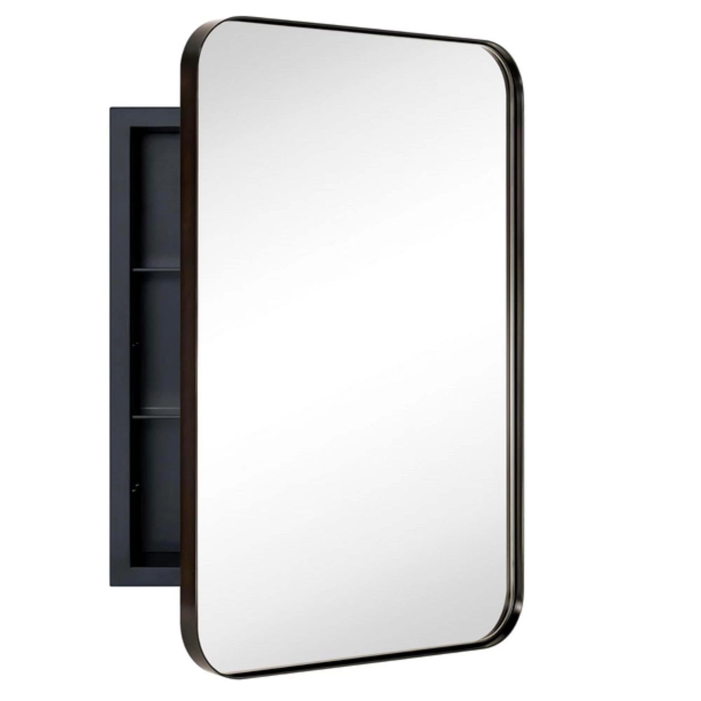 TEHOME WH Armoire à pharmacie encastrée avec cadre, miroir et étagères réglables