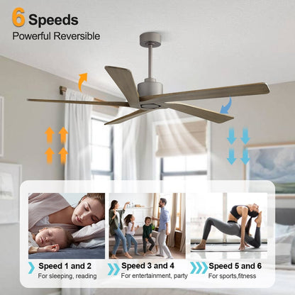 WINGBO 54 Inch DC Motor Indoor Ceiling Fan without Lights - N/A