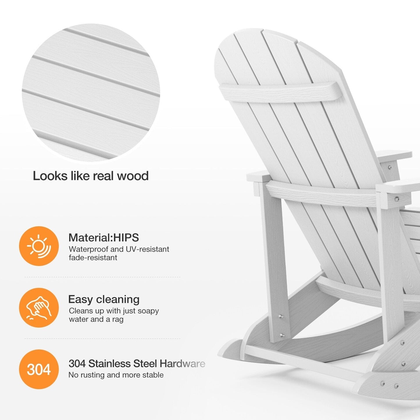 WINSOON All Weather Outdoor Rocking Chair, Set of 2