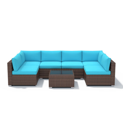 Wicker/ Steel 7-piece Outdoor Cushioned Sectional Sofa Set