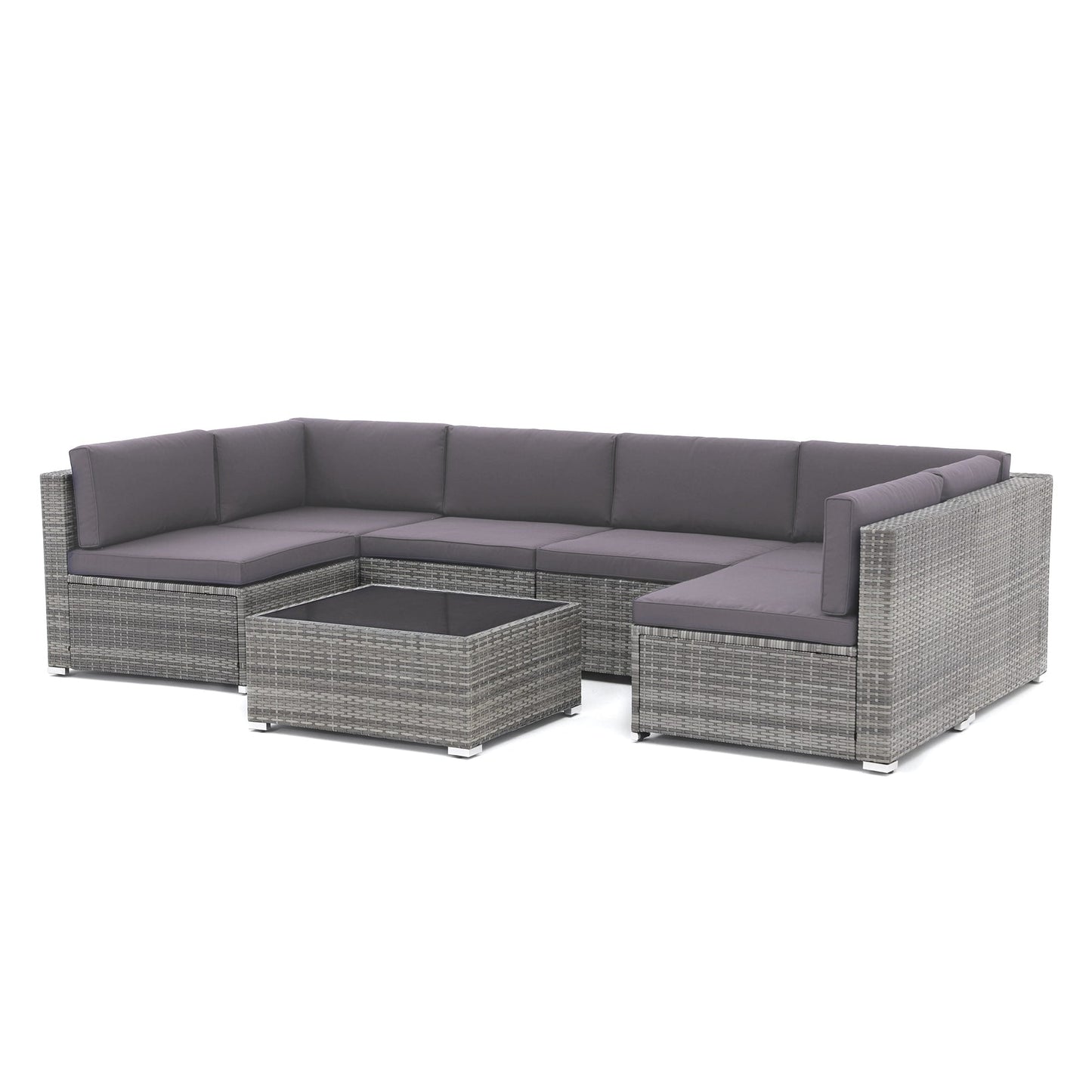 Wicker/ Steel 7-piece Outdoor Cushioned Sectional Sofa Set