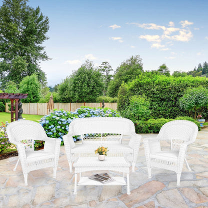 Ensemble de salon en osier pour terrasse, 4 pièces