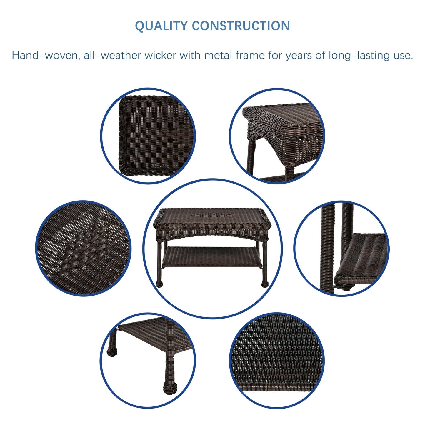 Ensemble de salon en osier pour terrasse, 4 pièces