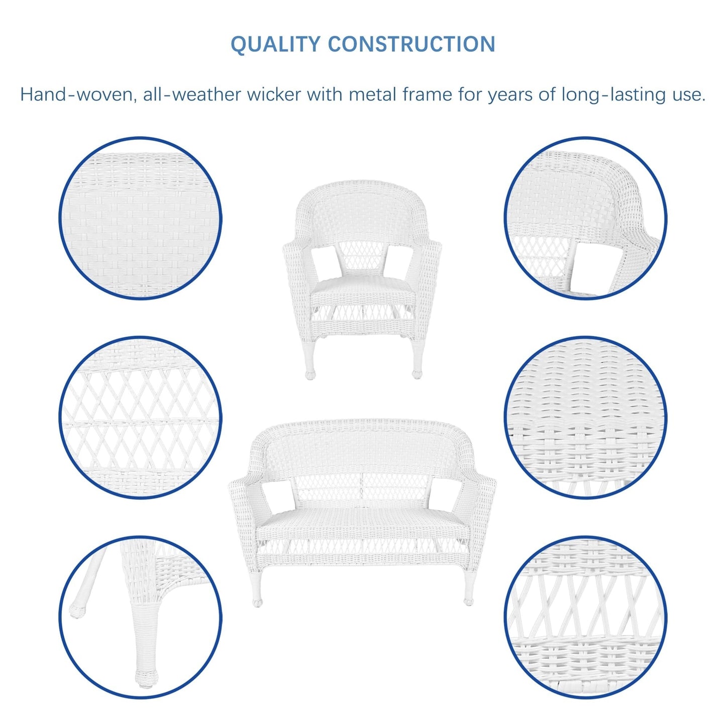 Ensemble de salon en osier pour terrasse, 4 pièces