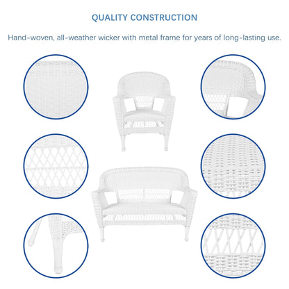Ensemble de salon en osier pour terrasse, 4 pièces