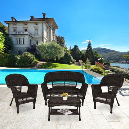 Ensemble de salon en osier pour terrasse, 4 pièces