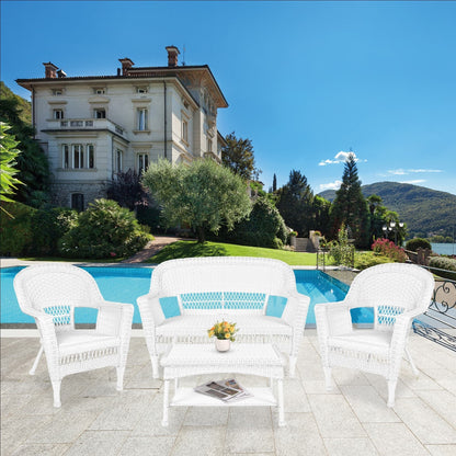 Ensemble de salon en osier pour terrasse, 4 pièces