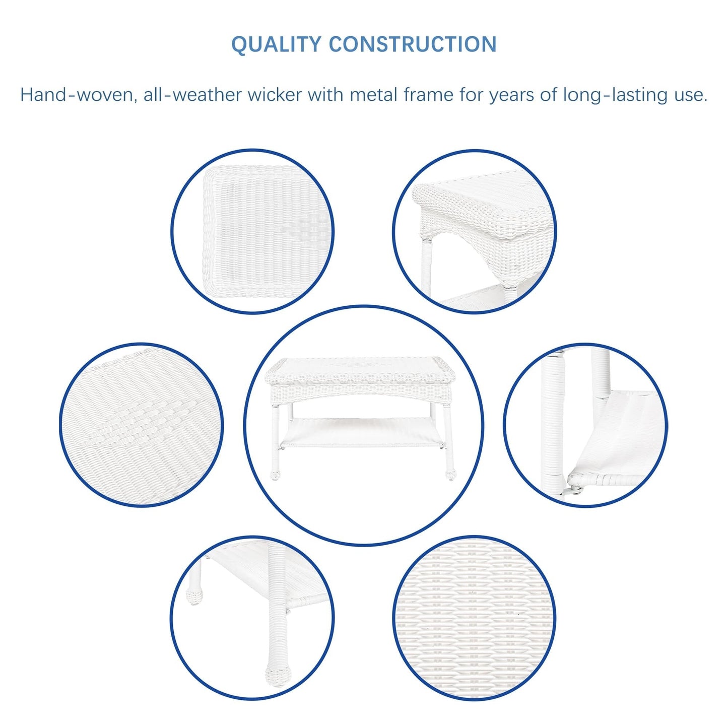 Ensemble de salon en osier pour terrasse, 4 pièces