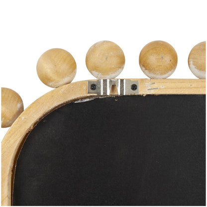 Wood Wall Mirror with Beaded Frame - Brown - Roche River Decor