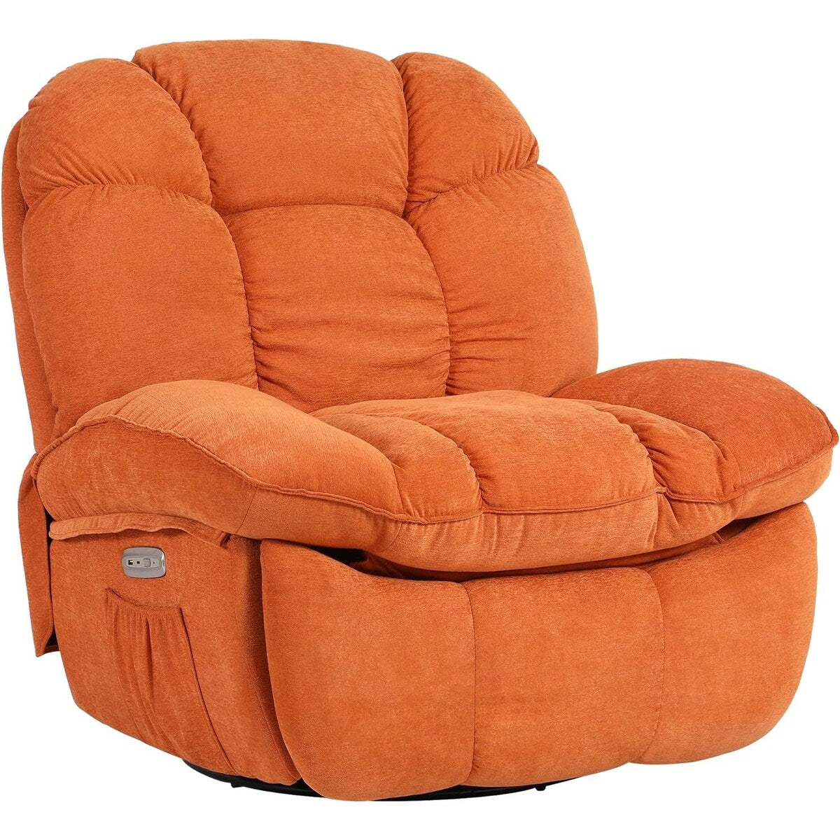 Fauteuil inclinable pivotant XINMICS, fauteuil inclinable oscillant massant avec chauffage, USB, USB-C et poche latérale