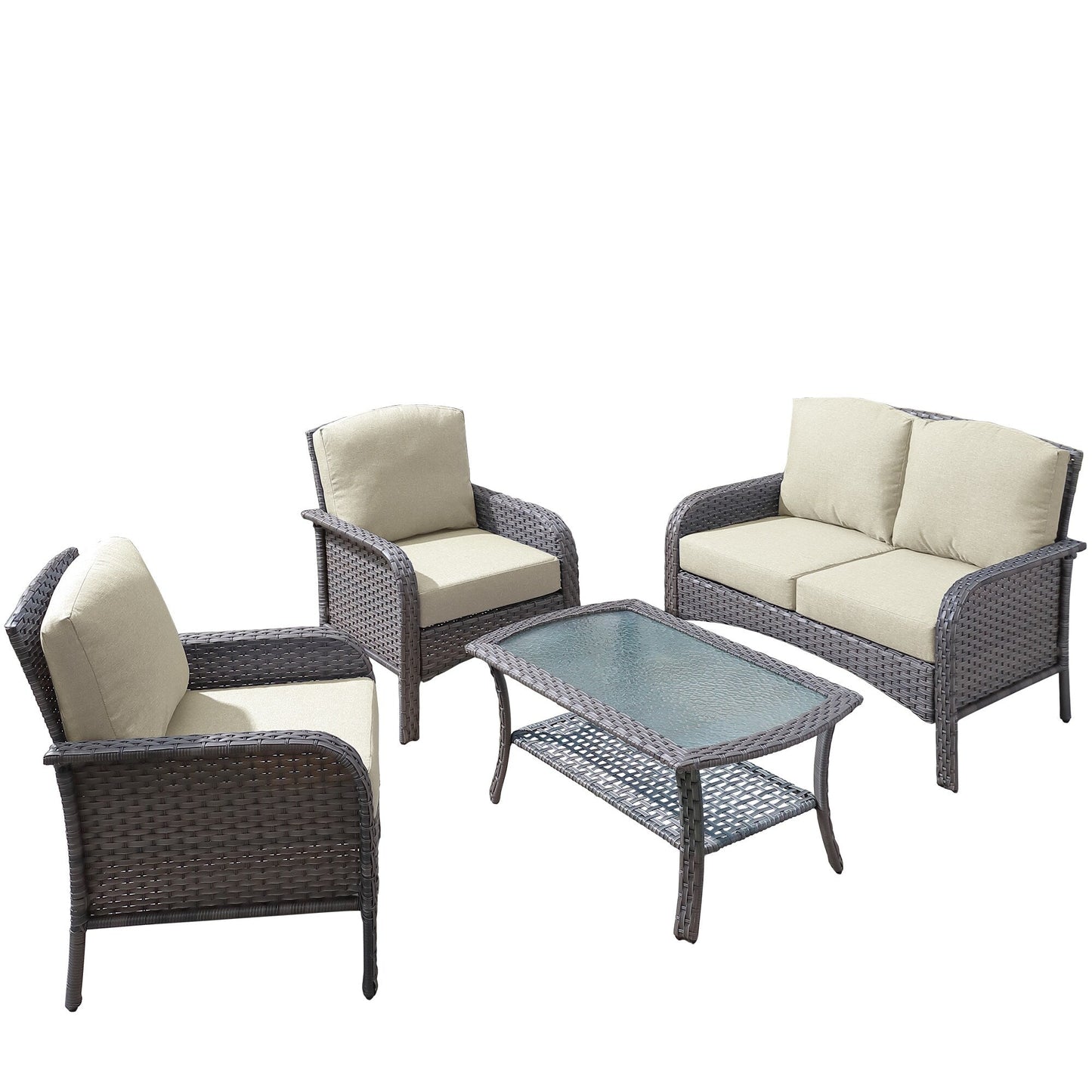 XIZZI 4-piece Outdoor Patio Furniture Conversation Set with Table