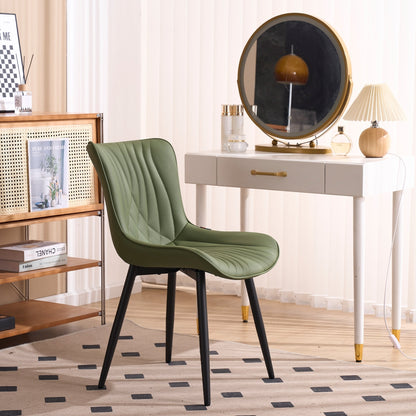 Lot de 2 chaises de salle à manger modernes en cuir capitonné sans accoudoirs