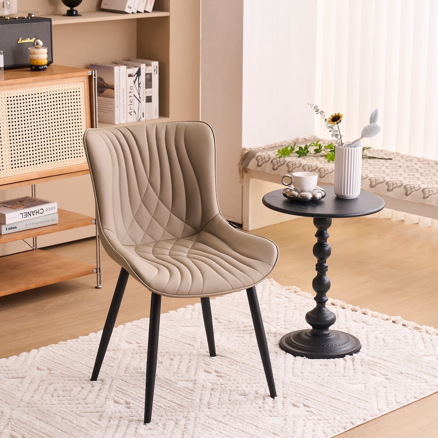 Lot de 2 chaises de salle à manger modernes en cuir capitonné sans accoudoirs