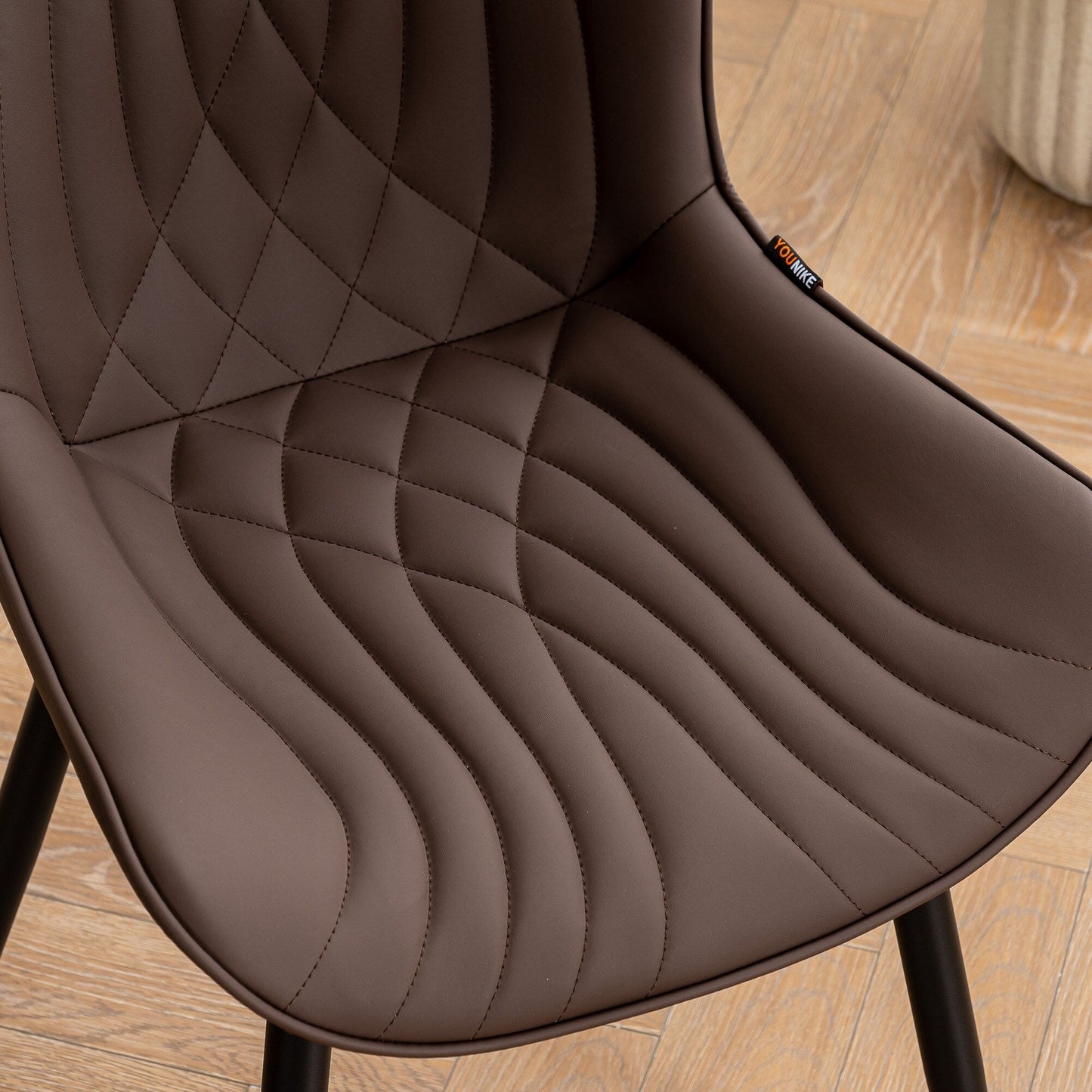 Lot de 2 chaises de salle à manger modernes en cuir capitonné sans accoudoirs