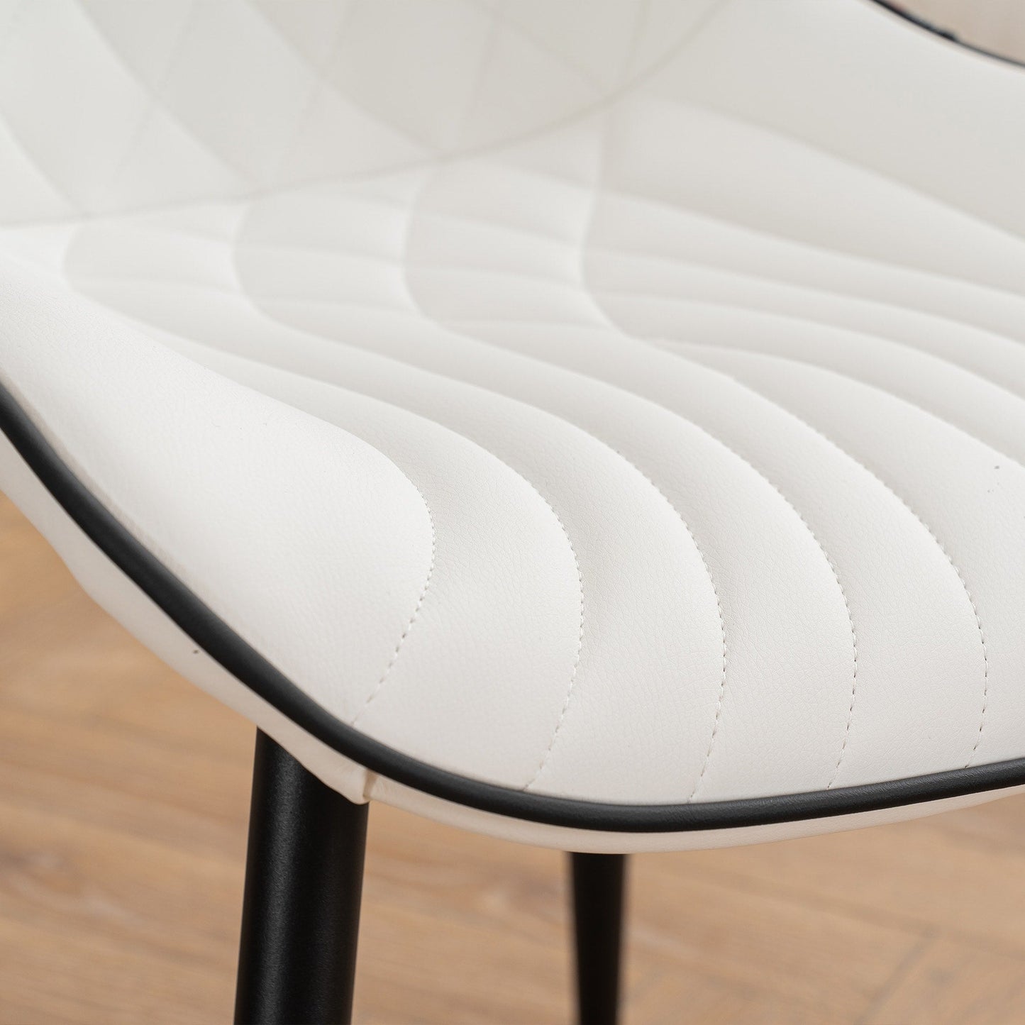 Lot de 2 chaises de salle à manger modernes en cuir capitonné sans accoudoirs