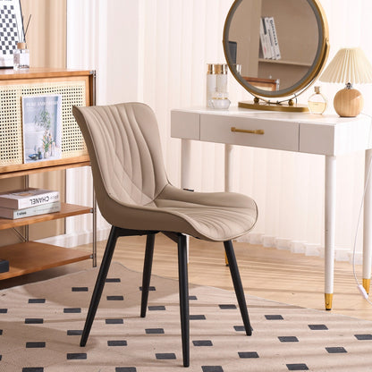 Lot de 2 chaises de salle à manger modernes en cuir capitonné sans accoudoirs