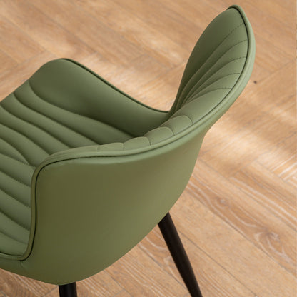 Lot de 2 chaises de salle à manger modernes en cuir capitonné sans accoudoirs