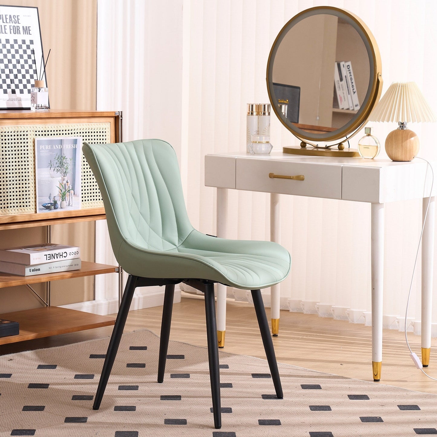 Lot de 2 chaises de salle à manger modernes en cuir capitonné sans accoudoirs